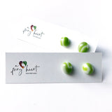 Fun | Lime + White - Stud earrings