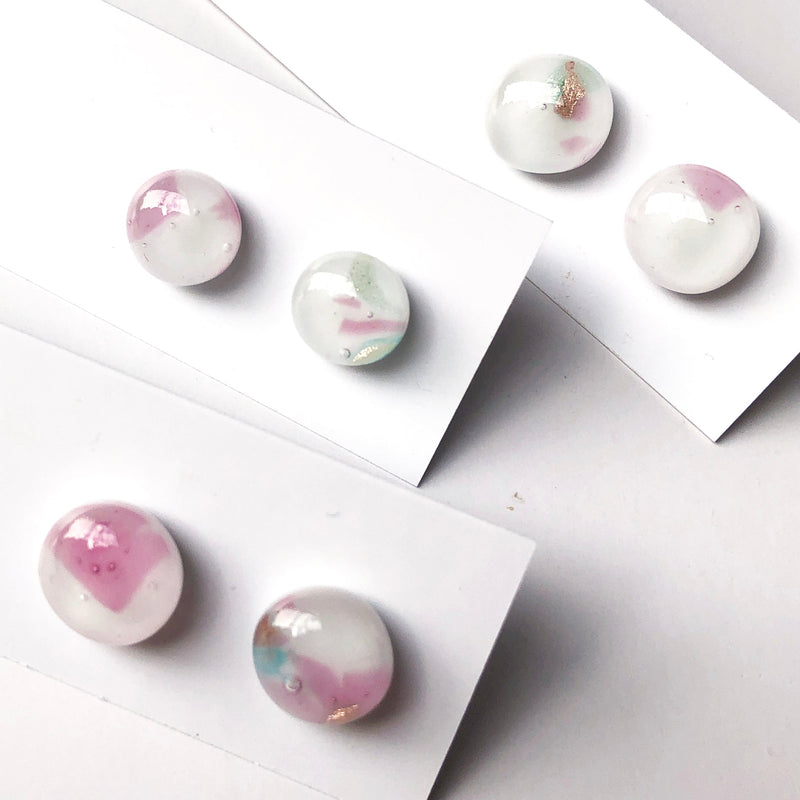 Elegant | Pink + Gold - Stud earrings