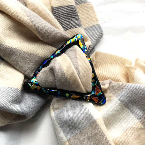 Shirt buckle + Scarf holder | Black with dichroic accents