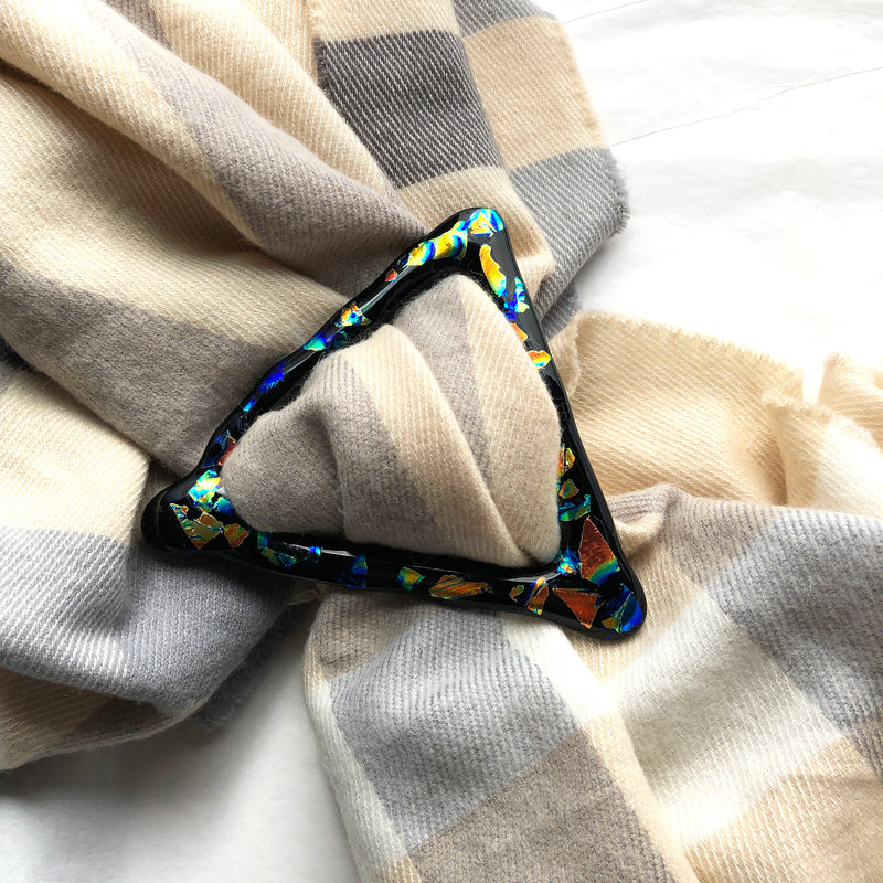 Shirt buckle + Scarf holder | Black with dichroic accents