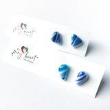 Stripes | White with blues - Stud earrings