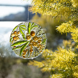 Australian flora depicted in fused glass, large round suncatcher 