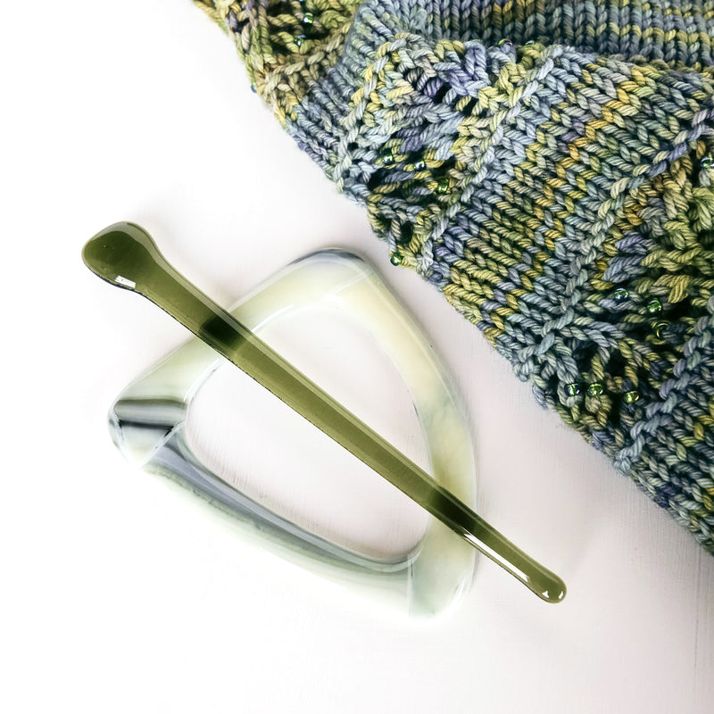 Knitted or crochet scarf holder | Sage